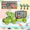 DoeDoefong Jouet Dinosaure Camion, Jouet Dinosaure Camion de Transport de Voiture avec 12 Figurines, Ensemble de Jeu de Dinos