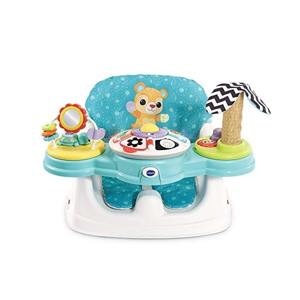 VTech - Siège-Rehausseur Interactif 5 en 1, Siège de Table Évolutif, Rehausseur Chaise Bébé, Plateau dActivités Détachable, 