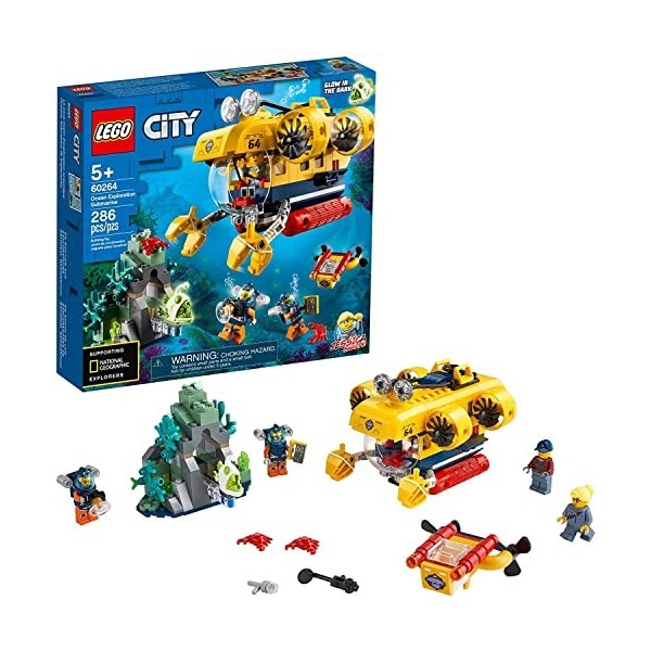 LEGO City Ocean Exploration Submarine 60264, with Submarine, Coral Reef Setting, Underwater Drone, Glow in The Dark Anglerfis