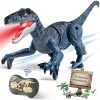 FRUSE Dinosaure Jouet,Dinosaure Télécommandé Jouet 2.4GHz,Jouet Dinosaure avec LED Lumineux,Marchent et Rugissent,Mini Veloci