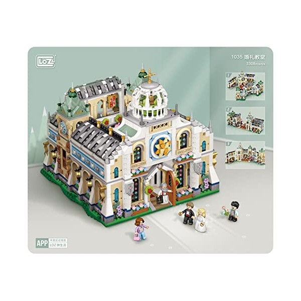 LOZ Building Blocks Educational Toy Architecture Wedding Chapel with The Piano Restaurant Groom Bride Priest and The Flower G