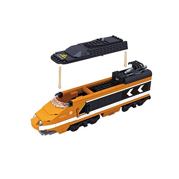 Onenineten Technic Train Electrique Jeu de Construction - City Train à Grande Vitesse avec Lumière et Musique - 1287+Pièces B