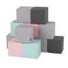 KiddyMoon Blocs Mous pour Bébé 24 Pièces Cubes De Construction en Mousse 14Cm, Cubes: Gris Clair/Gris Foncé/Rose/Menthe