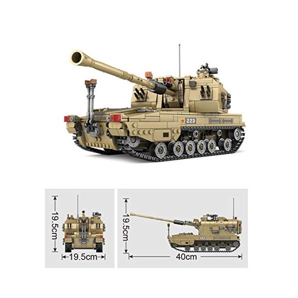 BGOOD Technic Char Militaire Tank, 1499 Pièces Lance-roquettes automoteur WW2 Maquette Char Jeu de Construction pour Enfants 