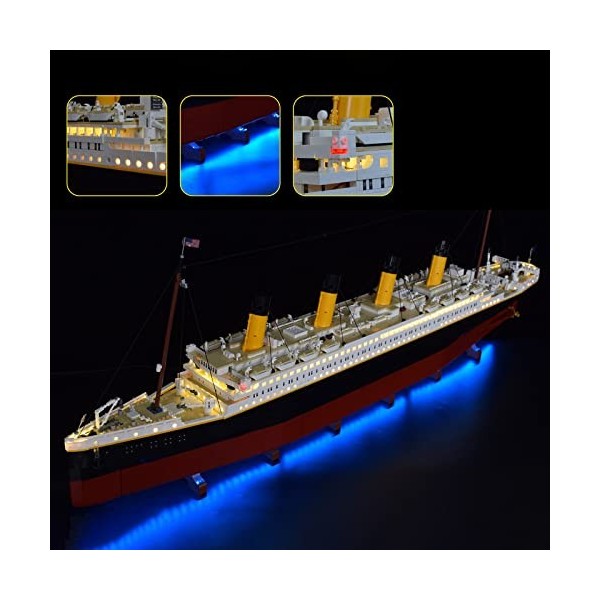 Mocdiy Jeu De Lumières pour Lego Bateau Titanic - Kit De Lumière à LED Compatible avec Lego 10294 Modèle Lego Non Inclus - 