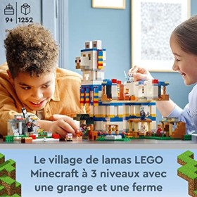 LEGO 21188 Minecraft Le Village Lama, Jouet de Maison, avec Figurines de Villageois, Illageois, Mouton et Épée en Diamant, Id
