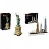 LEGO 21042 Architecture La Statue de la Liberté, Ensemble de Construction Skyline & 21028 Architecture New York, Kit de Const