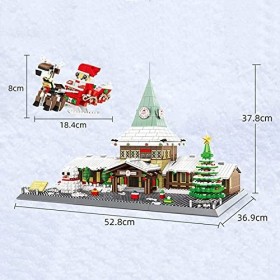 LXBH Jeu De Construction De Maison - Bureau du Père Noël 2180 Pièces Pièces Micro Blocs De Construction De Renommée Mondiale 