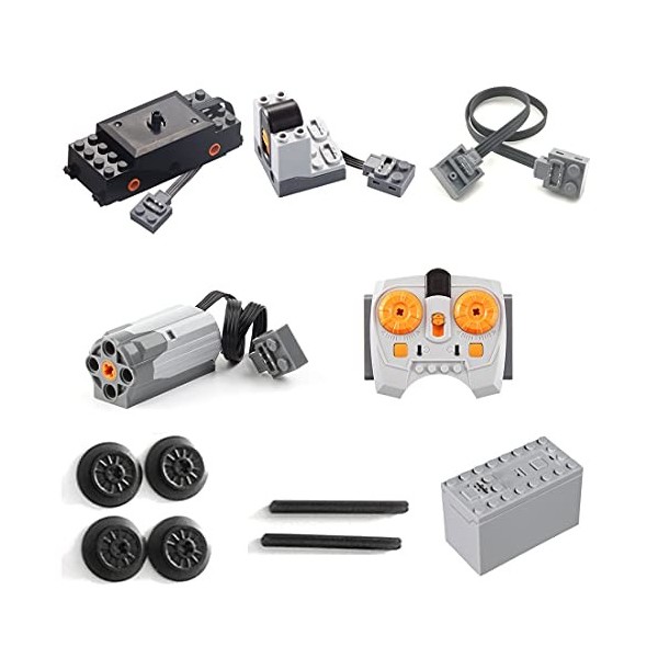 Kit Power Functions – Moteur L, Servo, Télécommande, Récepteur, Boîte à Piles, Arbres Croisés