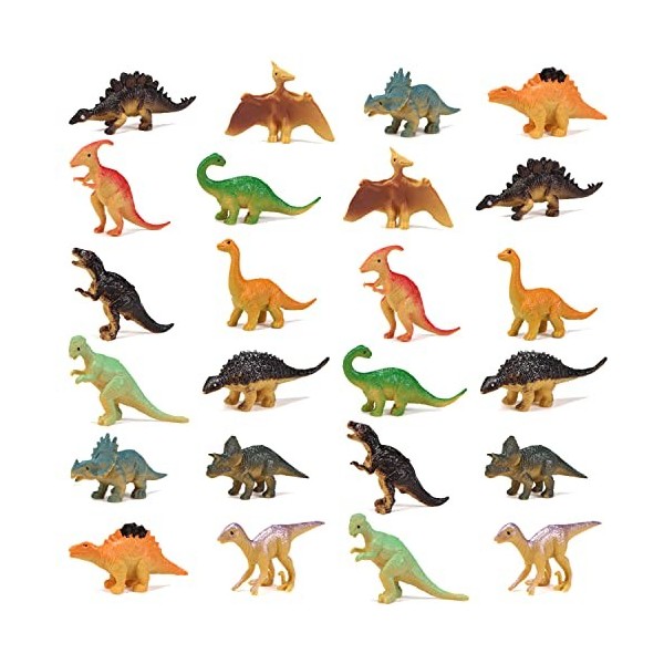 Lot de 16 figurines de dinosaures lumineuses, petits cadeaux de fête phosphorescents, figurines réalistes de petits dinosaure