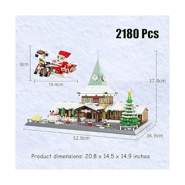 Kit de construction de Noël de 2180 pièces - Père Noël - Jouet technique de bureau - Jouet de construction à construire - Kit