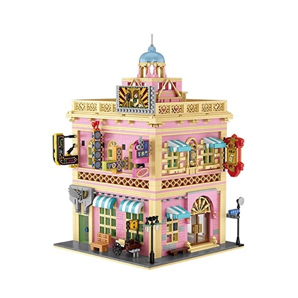 2951 PCS Mini City Street View Retro Entertainment Bar Building Buildings Building Friends Pink Castle Figures Bricks Toys fo