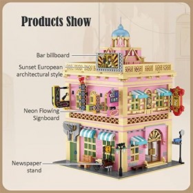 2951 PCS Mini City Street View Retro Entertainment Bar Building Buildings Building Friends Pink Castle Figures Bricks Toys fo