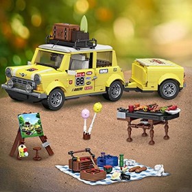 WWEI Technique Voiture de Sport modèle, 1546 pièces Voiture de Pique-Nique Touristique Blocs de Construction, ave remorque de