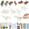 RANJIMA Kit de peinture dinosaure pour enfants - Jouet 3D avec 12 figurines de dinosaures à peindre et à bricoler - Cadeau po