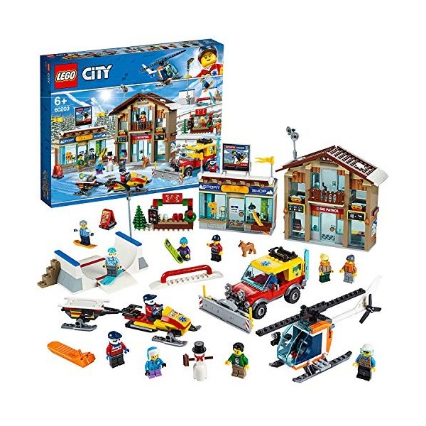 LEGO-La Station City Décor de Sports dhiver Incluant Un Poste de Secours et Un Magasin de Ski Ainsi quun Hélipcotère Enfant