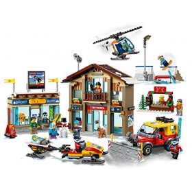 LEGO-La Station City Décor de Sports dhiver Incluant Un Poste de Secours et Un Magasin de Ski Ainsi quun Hélipcotère Enfant