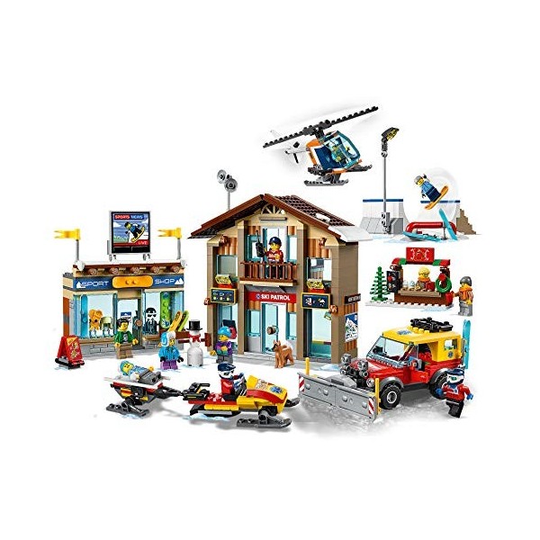 LEGO-La Station City Décor de Sports dhiver Incluant Un Poste de Secours et Un Magasin de Ski Ainsi quun Hélipcotère Enfant