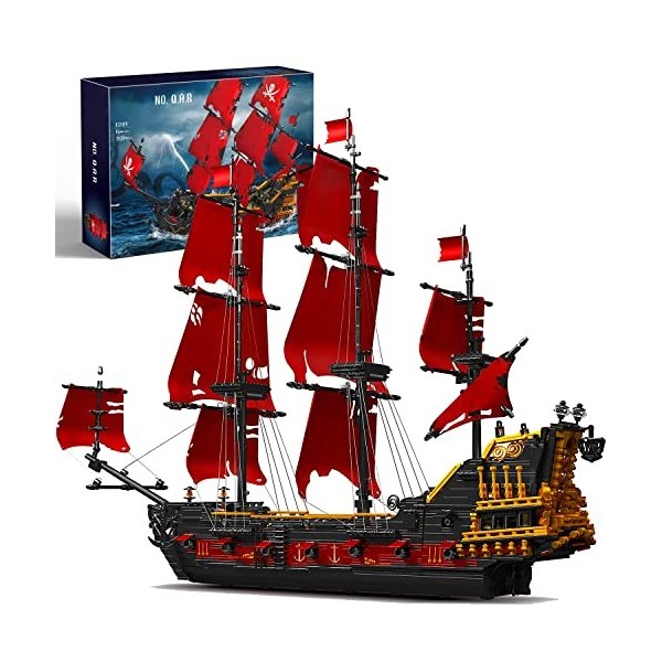 barweer Briques de serrage Technique du bateau pirate, jouet bateau à voile The Queen Annes Revenge, cadeaux de Noël pour ad