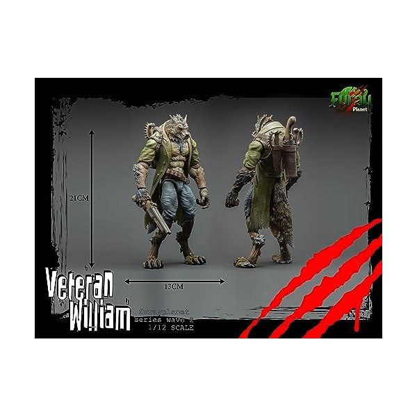 RAYGE3LOV Maestro Union FuRay Planet Veteran William Werewolf 1/12 Scale Figure 8,5" Furry Action Figures, Furay Planet Serie