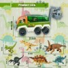 Kikuo Big Truck Voiture de dinosaure avec petit dinosaure, 7 figurines de dinosaures réalistes, camion dinosaure, transporteu