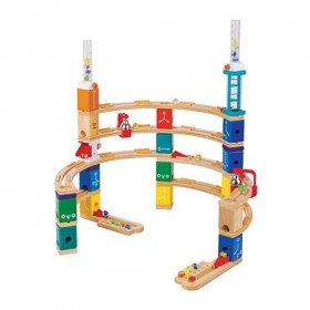 Hape - Circuit à Billes en Bois Quadrilla Kit Codage Avancé - Kit 119 Pièces, Étages et Tourbillon - Jeu de Construction en B