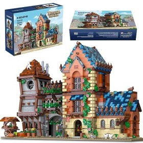 MISINI 89151 Medieval Tavern Cabin Lighting Lot de 2843 blocs de construction MOC pour adultes et adolescents