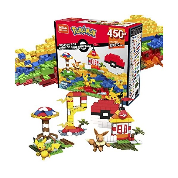 Mega Construx Pokemon Boate de Construction avec Figurine Pikachu, Jeu de Briques, 450 pieces, pour Enfant das 6 ans, GMD35 E