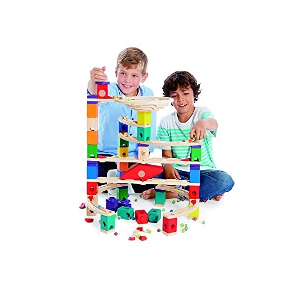 Hape - E6007 - Jeu De Construction en Bois - Circuit de Billes Quadrilla - Xcellerator