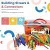 Playlearn Lot de pailles et connecteurs de Construction 856 pièces avec 16 Roues et 40 connecteurs spéciaux