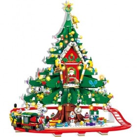 Jeu De Blocs De Construction Scène Rue De Noël,Sapin Noël Maison Modulaire Micro Assembler Modèle,2100 Pièces Difficulté Élev