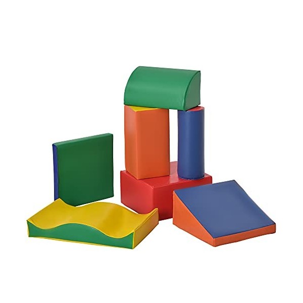 HOMCOM 7 Blocs de Construction en Mousse XXL - modules de motricité - Jouets éducatifs - certifiés Normes EN71-1-2-3 - Mousse