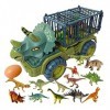 SM SunniMix Véhicule De Transport De Dinosaures pour Enfants, Playmobil Dinosaure, Voiture Enfant, Voitures avec Oeuf Et Figu