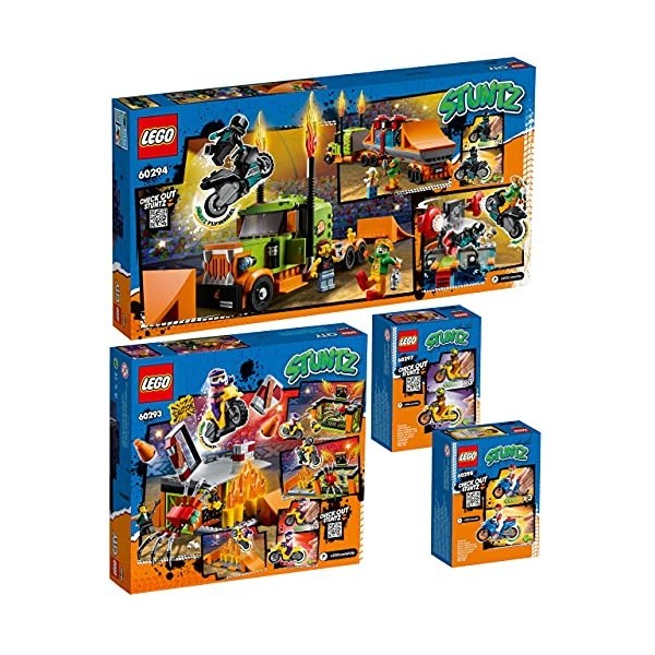 BRICKCOMPLETE Lego City 60293 Stunt-Park, 60294 Stuntshow, 60297 Power Stuntbike & 60298 Rocket Bike