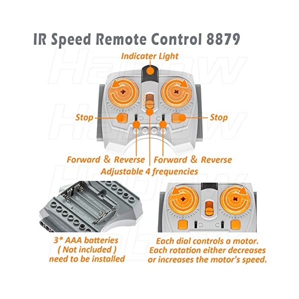 Habow 45pcs Power-Function Technic-Parts Kit M/L/XL/Servo/Train-Motor IR Speed Remote Control Battery Box Récepteur IR Extens