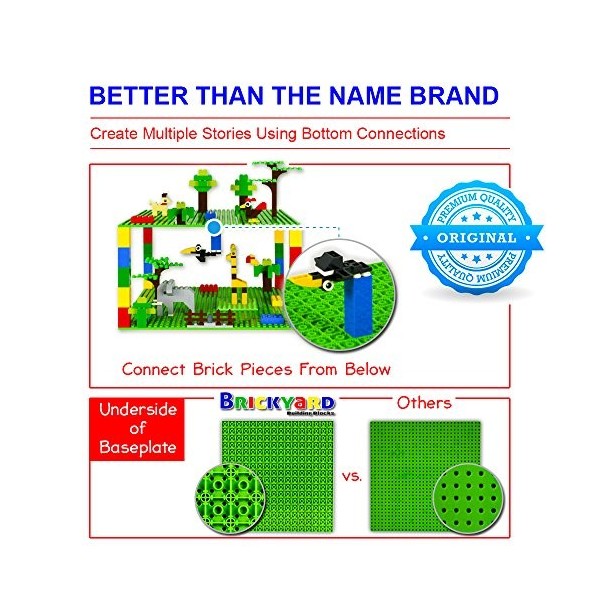 Brickyard Building Blocks Pack De 8 Plaques DAppui pour Briques De Construction 2 Vertes, 2 Bleues, 2 Grises, 2 Sable - Pac