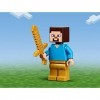 Lego Minecraft Minifigure - Steve with Gold Legs, Gold Sword and Side Display