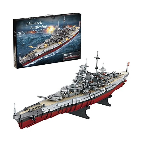 DIYIV Navire de Guerre Blocs de Construction, Battleship Bismarck Modèles Architecturaux, 2081 pièces Maquette Bismarck Jeu d