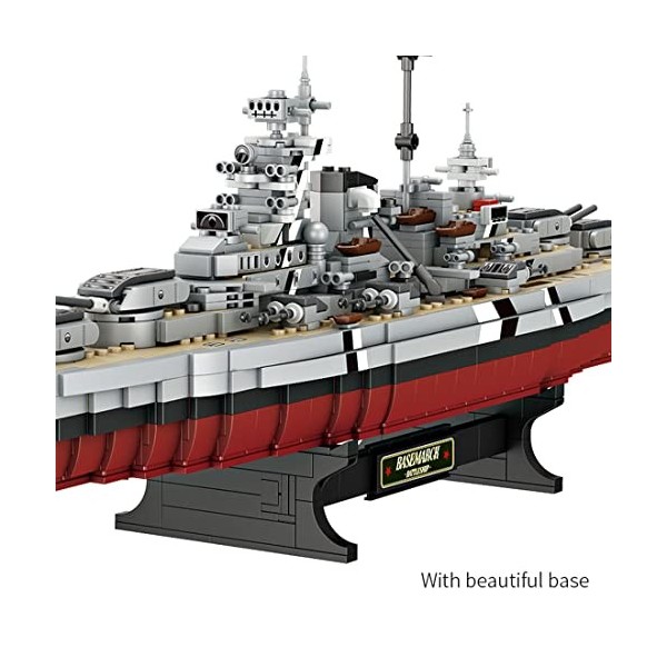 DIYIV Navire de Guerre Blocs de Construction, Battleship Bismarck Modèles Architecturaux, 2081 pièces Maquette Bismarck Jeu d