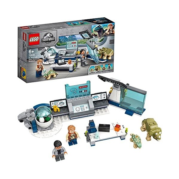 LEGO 75939 Jurassic World Le labo de Dr WU : lévasion des bébés Dinosaures, Jouet Enfants 6 Ans avec Figurine Tricératops