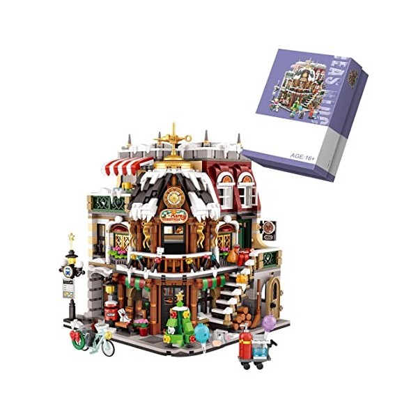 YOHOU Kit de construction modulaire, 2506 pièces architecture de café de Noël, modèle de blocs de construction, jouet de cons