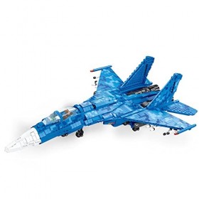 Jeu de Construction Avion, Ensemble de Blocs de Construction Davion de Chasse SU-35 avec Missiles, Jouets de Construction D