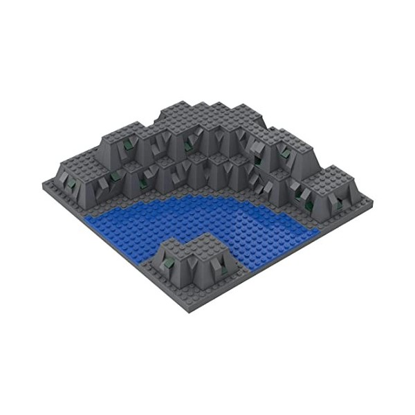 HMUA Plaque de Base Modulaire pour Architechtures Médiévales Modèle : MOC-102313 Piédestal Médiéval Rock Base avec Rivière, 5