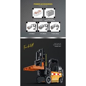 Ensemble Construction Chariot Élévateur, Brique Jouets Chariot Élévateur Électrique APP + RC 2,4 Ghz, Bloc Construction 722 P