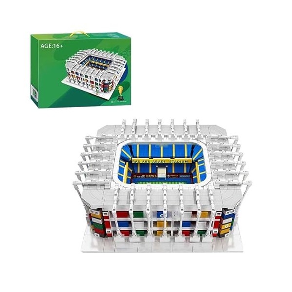 DENKA Qatar Ras Abu - Blocs de construction de stade de de football avec lumière LED, kit de modèle darchitecture du stade d