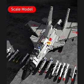 Blocs de Construction Avion de Combat, Jeu de Construction de Avion de Chasse J-15, avec Minifigures et Missiles, Jouets de C