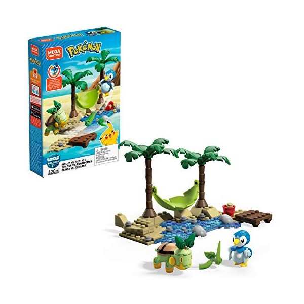 Mega Construx Pokemon Combat Tiplouf contre Tortipouss, jeu de construction, 120 pièces, pour enfant dès 6 ans, GCN13 [Exclus