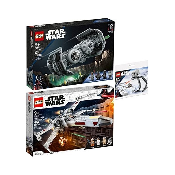 Lego Star Wars Lot de 3 bombardiers TIE 75347 Luke Skywalkers X-Wing Fighter et 30495 at-ST Polybag