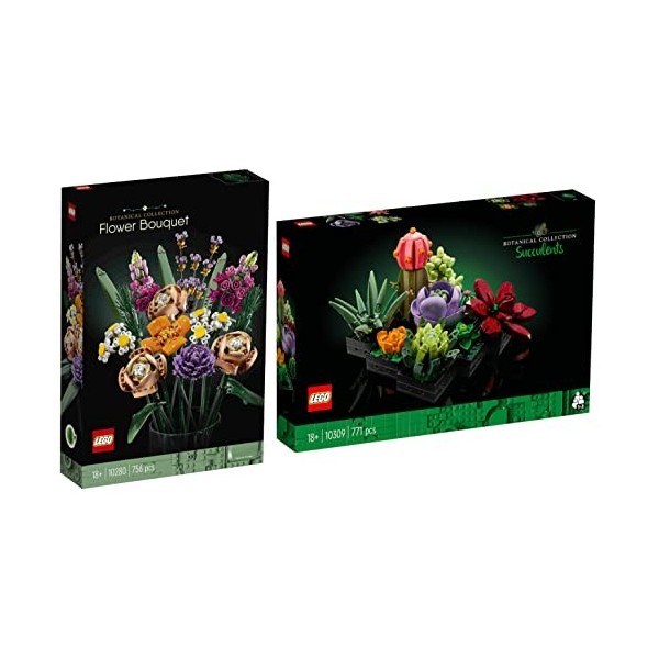 Lego 10309 Lot de 2 plantes succulentes et 10280 Bouquet de fleurs