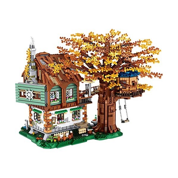 Construction de Maison Modulaire, Blocs Automne Arbre Maison avec Balançoire 4761 pcs Creative DIY Architecture Collectionneu